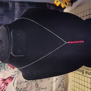 Necklace,925,Ruby color gem, although I don't know what gems it is,7 1/2